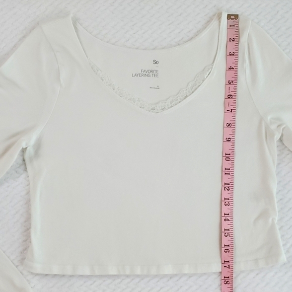 So White Long Sleeve Favorite Layering Tee Lace Details Size XL - Picture 6 of 13